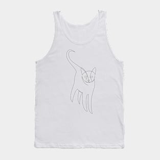 Cat One Line Drawing Tank Top